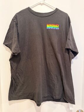 Marvel Black Short-Sleeve Tee with Rainbow Logo